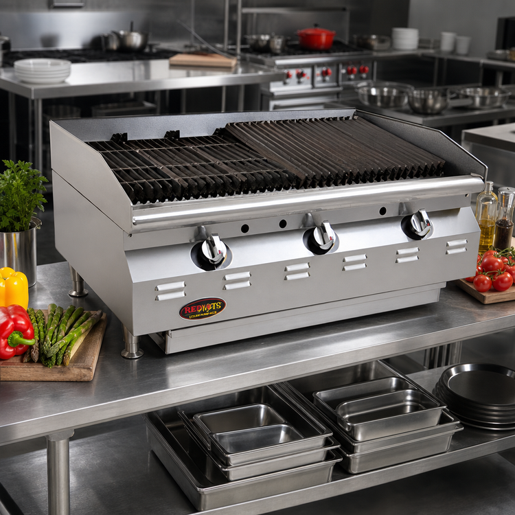 Product image #2 for RedHots Chef Line 48" Countertop Gas Charbroiler with Radiant Heat