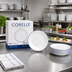 Thumbnail image #2 for Corelle Essentials Round Vitrelle Glass Appetizer Plate, 6-3/4 Inch, White with Blue Rim, 36/Case