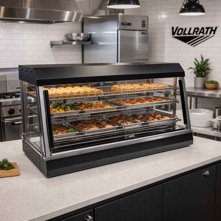 Product image #2 for Vollrath HFM-48 Countertop Self-Service Hot Food Merchandiser, Angled Illuminated Display, 48-Inch
