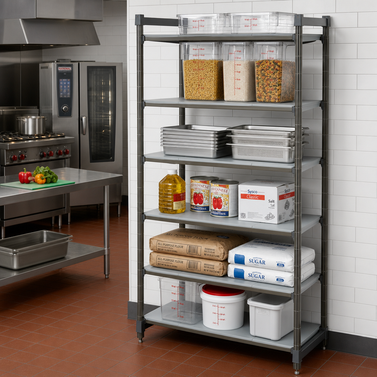 Product image #2 for Cambro Camshelving Basics Plus 5-Shelf Solid Stationary Starter Unit, 24 x 60 x 84 Inches, Brushed Graphite