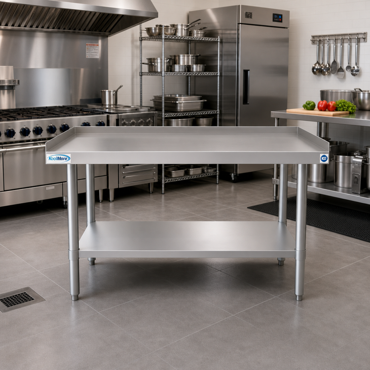 Product image #2 for KoolMore 48-Inch x 30-Inch Stainless Steel Equipment Stand with Adjustable Undershelf
