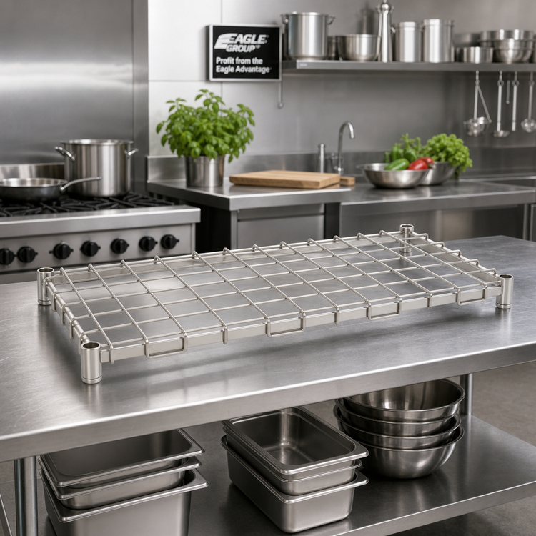 Product image #2 for Eagle Group Stainless Steel Dunnage Shelf with Removable Wire Mat, 48 x 18 Inches
