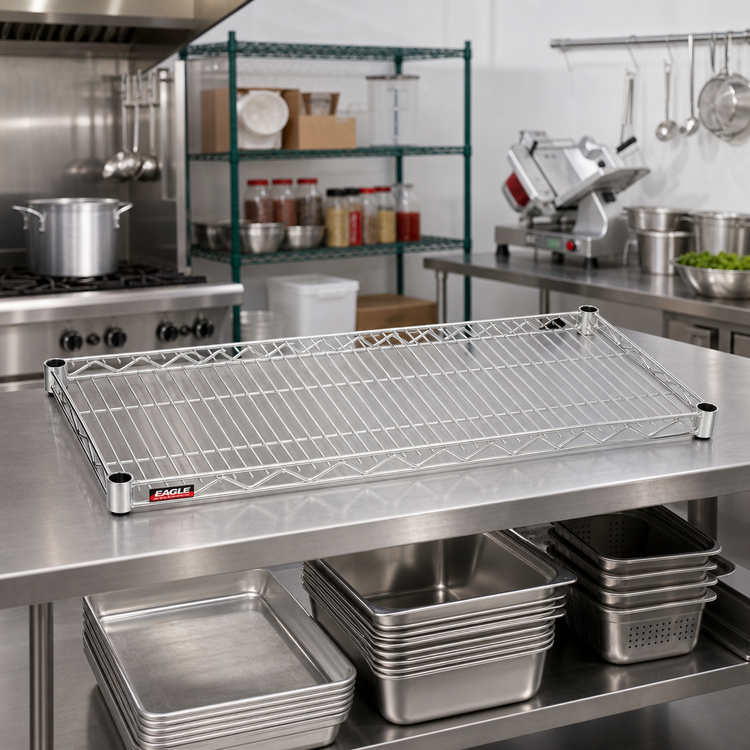 Product image #2 for Eagle Group QuadTruss 54" x 18" Stainless Steel Wire Shelf, 600 lb. Capacity