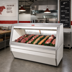 Thumbnail image #2 for Howard-McCray 35 Series R-CMS35-6-LED 71-Inch Double-Duty Red Meat Service Case, Straight Glass, Remote Refrigeration, LED, White