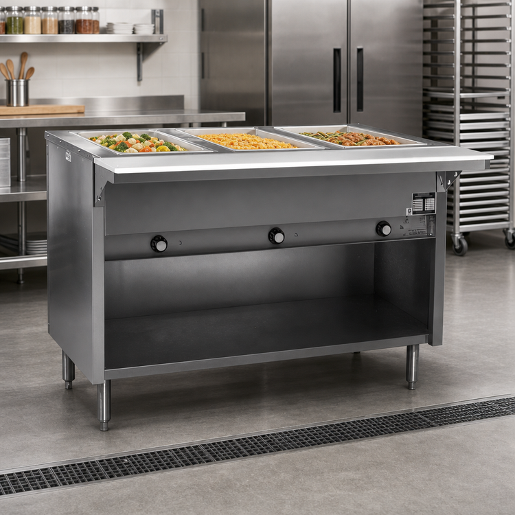 Product image #2 for Eagle Spec-Master 63-1/2 Inch Electric Hot Food Table with 4 Wet/Dry Wells, Open Base