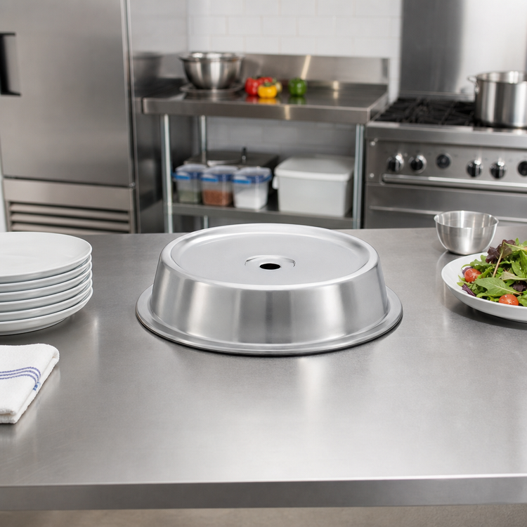 Product image #2 for Vollrath Stainless Steel Satin Finish Round Plate Cover for 12 9/16 to 12 5/8 Inch Plates
