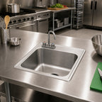 Thumbnail image #2 for Eagle Group SR24-24-13.5-1 Self-Rimming Drop-In Sink, 1 Compartment, 24" x 24" x 13-1/2" Bowl, 4" O.C. Faucet, Basket Drain