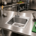 Thumbnail image #2 for Eagle Group Self-Rimming Drop-In Sink with 4-Inch O.C. Deck Mount Faucet, Basket Drain, 1 Compartment, 24 x 24 x 13-1/2 Bowl
