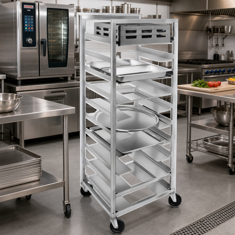 Product image #2 for Channel Manufacturing UR-12 Mobile All-Welded Aluminum Universal Rack, 12 Pan Capacity, 5-Inch Centers