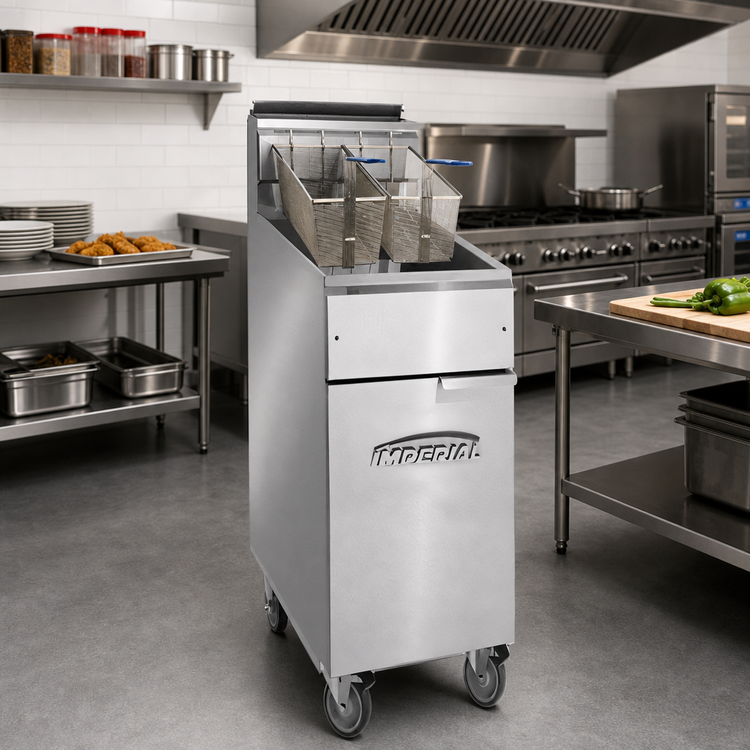 Product image #2 for Imperial IFS-40-OP 40 lb. Gas Floor Model Open Pot Fryer