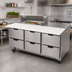 Thumbnail image #3 for Beverage-Air 72-Inch Three-Section Sandwich Prep Table Refrigerated Counter with 6 Drawers, 8-Pan Cut Top, and 17-Inch Cutting Board