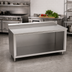 Thumbnail image #2 for John Boos 72-Inch x 24-Inch 14-Gauge Stainless Steel Work Table with Open Front Cabinet Base and 5-Inch Backsplash