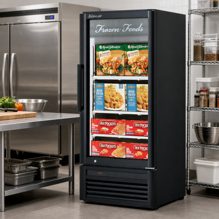Product image #3 for Turbo Air Super Deluxe One-Section Glass Door Merchandiser Freezer, 7.92 Cu. Ft., Self-Contained, Bottom-Mounted