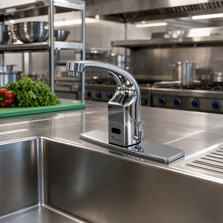 Product image #2 for ChekPoint Above Deck Electronic Touchless Faucet, Deck Mount, 8-Inch Centers