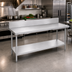 Thumbnail image #2 for Advance Tabco 108-Inch 14-Gauge 304 Stainless Steel Work Table with 10-Inch Backsplash and Undershelf