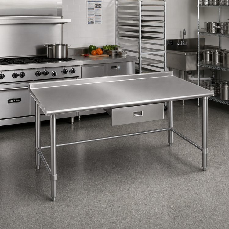 Product image #2 for Eagle Budget Series 30-Inch W x 24-Inch D 430 Stainless Steel Work Table with 1-1/2-Inch Rear Up-Turn