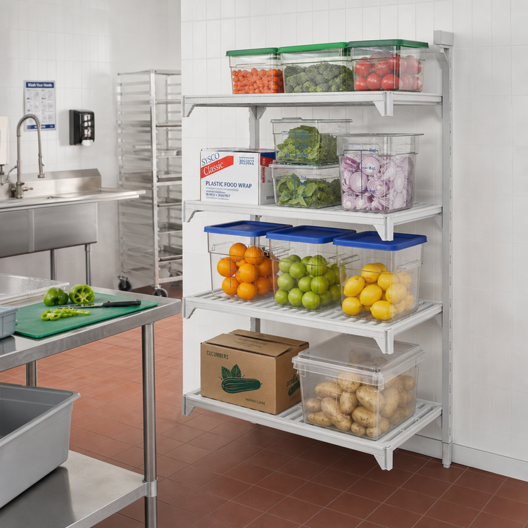 Product image #3 for Cambro Camshelving Premium 4-Tier Vented Add-On Polymer Shelving Unit, 21" x 72" x 84"
