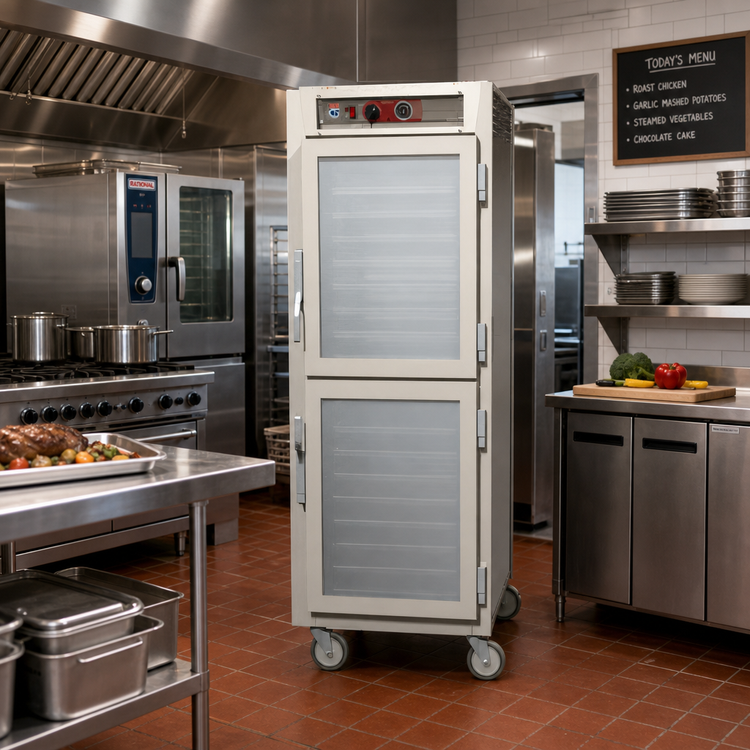 Product image #2 for Metro C5 6 Series Full-Height Mobile Pass-Thru Heated Holding Cabinet with Dutch Double-Pane Tempered Glass Front Door and Dutch Solid Rear Door