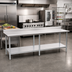 Thumbnail image #2 for Eagle Group Budget Series 430 Stainless Steel Work Table with 4-1/2 Inch Backsplash, Galvanized Base and Adjustable Undershelf, 120 x 36 Inches