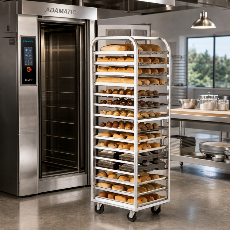 Product image #2 for Adamatic C-Lift Roll-In Oven Rack Cart for 12 Full-Size Pans