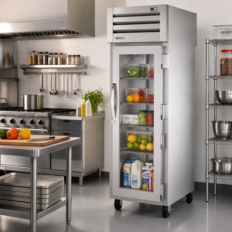 Product image #2 for True SPEC SERIES One-Section Pass-Thru Reach-In Refrigerator with Glass Front Door and Stainless Rear Door