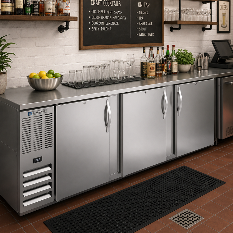 Product image #2 for Beverage-Air BB94HC-S Three-Section Solid Door Back Bar Refrigerator, 94-Inch Stainless Steel, Left-Mounted Self-Contained