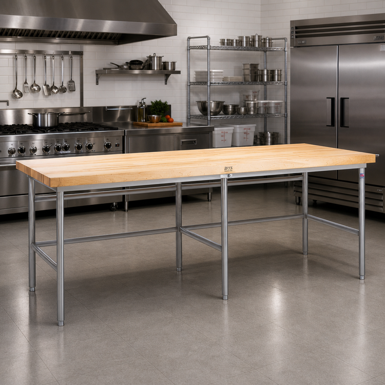 Product image #2 for John Boos Stainless Steel Baker's Table Frame for 120"W x 60"D Wood Top