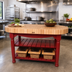 Thumbnail image #3 for John Boos Boos Block Oval Harvest Table with End-Grain Maple Top and Wicker Baskets