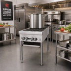 Thumbnail image #2 for Jade Range (Middleby) Supreme JSP-182 18-Inch Floor Stock Pot Stove, Two 2-Ring Burners, Reversible Cast Iron Grates, 90,000 BTU