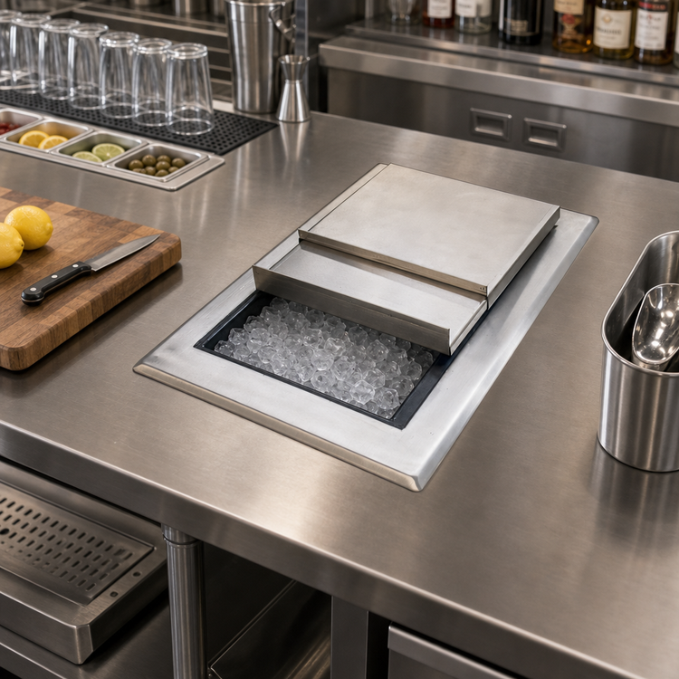 Product image #2 for BK Resources Drop-In Ice Bin with Sliding Cover, Without Cold Plate, 12 x 18 x 14-3/8 Inches