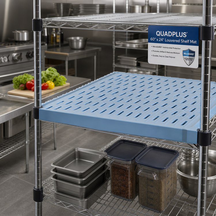 Product image #2 for QuadPlus 60 Inch x 24 Inch Louvered Polymer Shelf Mat with MicroGARD Antimicrobial Protection