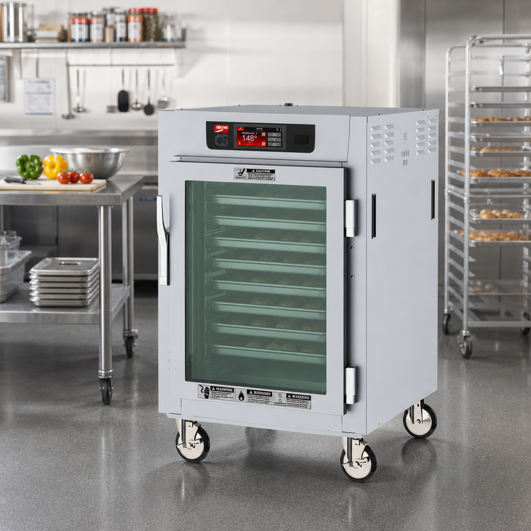 Product image #2 for Metro C5 8 Series 1/2 Height Mobile Controlled Temperature Holding Cabinet with Double-Pane Glass Doors, 8-Pan Capacity