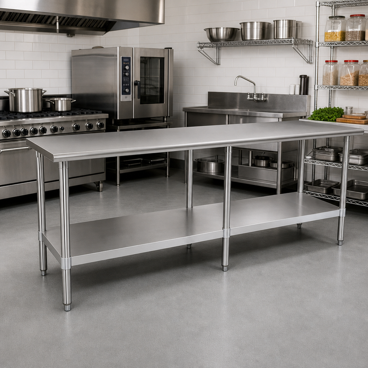 Product image #2 for Eagle Budget Series 30" W x 24" D Flat Top 430 Stainless Steel Work Table with Adjustable Undershelf