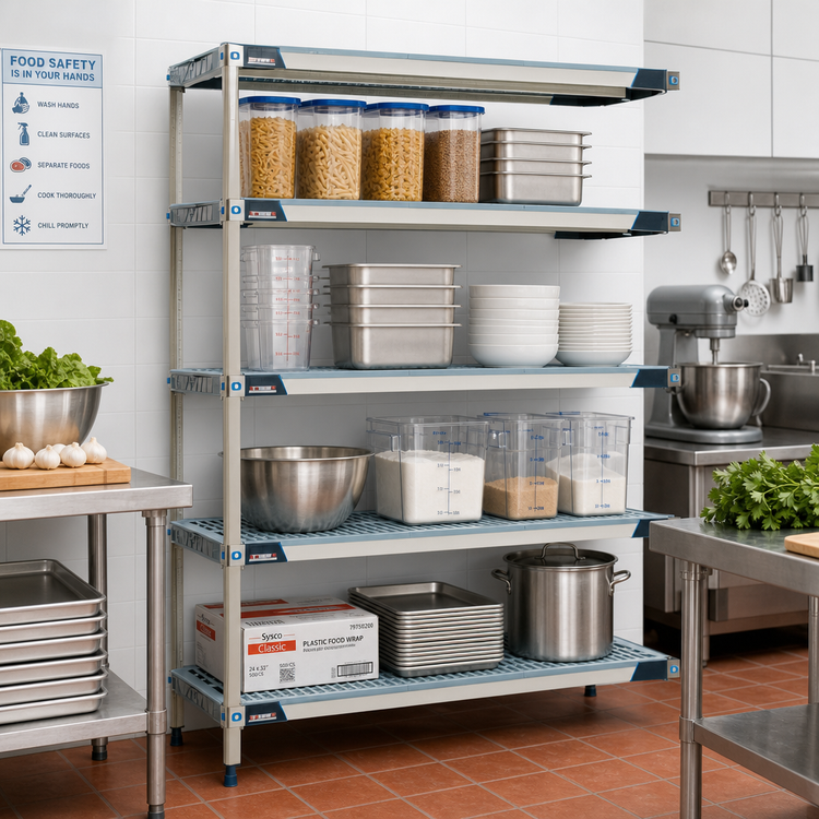 Product image #2 for MetroMax i 30"W x 18"D x 63"H Blue 4-Tier Add-On Polymer Shelving Unit