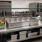 Thumbnail image #2 for Eagle Group SGDI-5-240T-D 5-Well Electric Drop-In Hot Food Well Unit, Full-Size Pans, Wet/Dry, with Drain