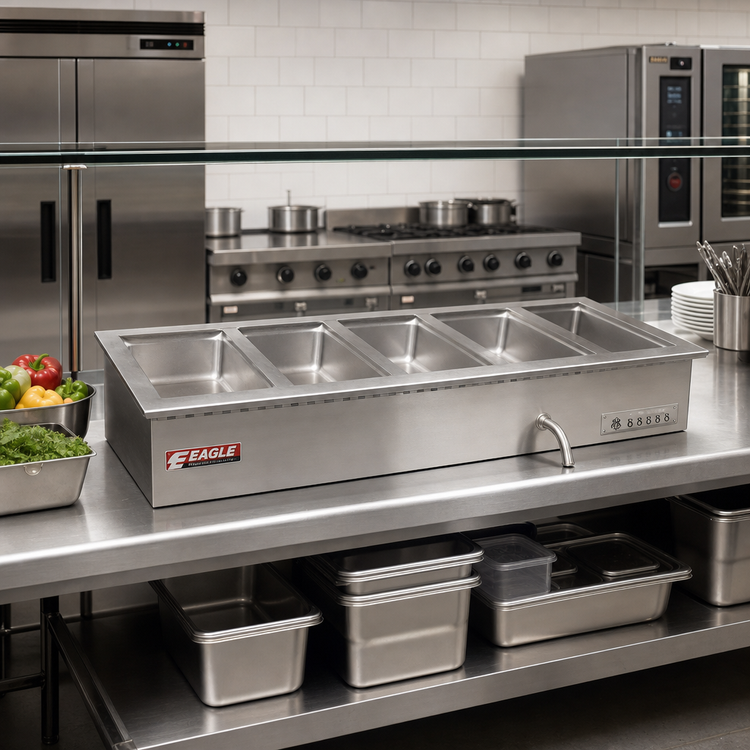 Product image #2 for Eagle SGDI-5-240T-D 5-Well Electric Drop-In Hot Food Well Unit with Drain