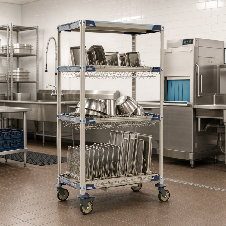 Product image #3 for MetroMax i 4-Tier Mobile Bulk Drying Rack Unit with Drip Tray, 36 Inch Wide x 24 Inch Deep x 68 Inch High