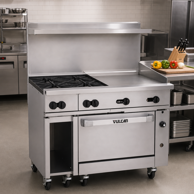 Product image #2 for Vulcan Endurance 48-Inch Gas Restaurant Range with 4 Burners, 24-Inch Griddle and Standard Oven