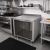 Thumbnail image #2 for Open Front Cabinet Base Work Table, 60 x 36 Inches, 14 Gauge 304 Stainless Steel Top, 5-Inch Backsplash