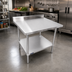 Thumbnail image #2 for Sapphire 48-Inch x 24-Inch Stainless Steel Work Table with 5-Inch Backsplash and Undershelf