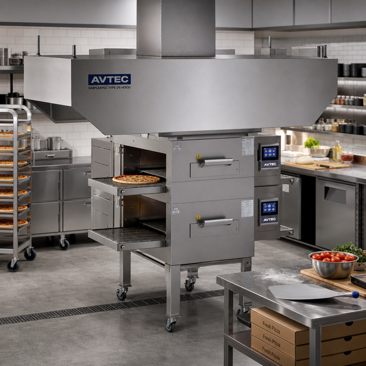 Product image #3 for Avtec SimpleSpec Type I/II Island Conveyor Pizza Oven Hood for 32-Inch Baking Chambers, 90 x 32 x 24 Inches