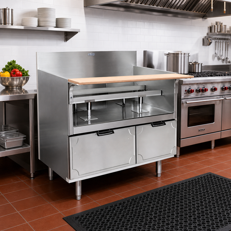 Product image #2 for La Rosa Refrigeration L-71142-26 Dry-Drawer Equipment Stand with 2 Drawers and Richlite Cutting Board, 42 x 26.5 Inches