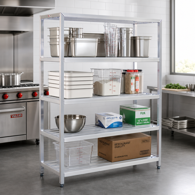 Product image #2 for New Age H.D. Series All-Welded 4-Tier Heavy Duty Aluminum Shelving Unit, 72" W x 24" D x 72" H