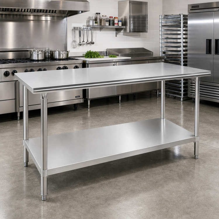 Product image #2 for Advance Tabco 108-Inch x 30-Inch Stainless Steel Flat Top Work Table with Undershelf
