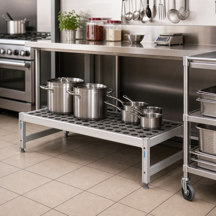 Product image #2 for Fermostock 47" W x 18" D x 12" H Aluminum Dunnage Rack with Adjustable Composite Feet