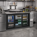 Thumbnail image #2 for Beverage-Air BB72HC-F-GS-S 72 Inch Three-Section Food-Rated Stainless Steel Back Bar Refrigerator with Sliding Glass Doors