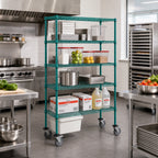 Thumbnail image #2 for Quantum M2436P47-5 Mobile Wire Shelving Cart, 36 x 24 x 80 in, 5 Shelves, Green Epoxy Coating