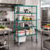 Thumbnail image #2 for Quantum 36 x 24 x 80-Inch Mobile Wire Shelving Cart with 5 Shelves, Green Epoxy Coating