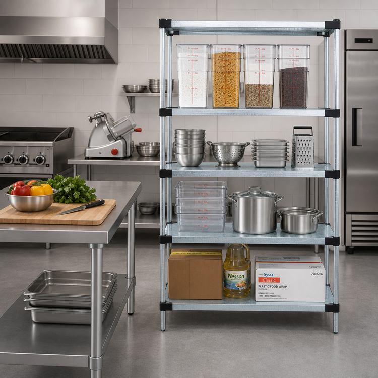 Product image #2 for Quantum 60"W x 21"D x 63"H Solid Shelving Starter Kit with 4 Solid Shelves