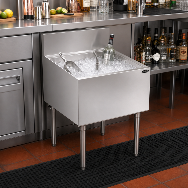 Product image #2 for Krowne Royal Series Stainless Steel Underbar Ice Bin/Cocktail Unit, 24 x 24 Inch, 92 lb Capacity